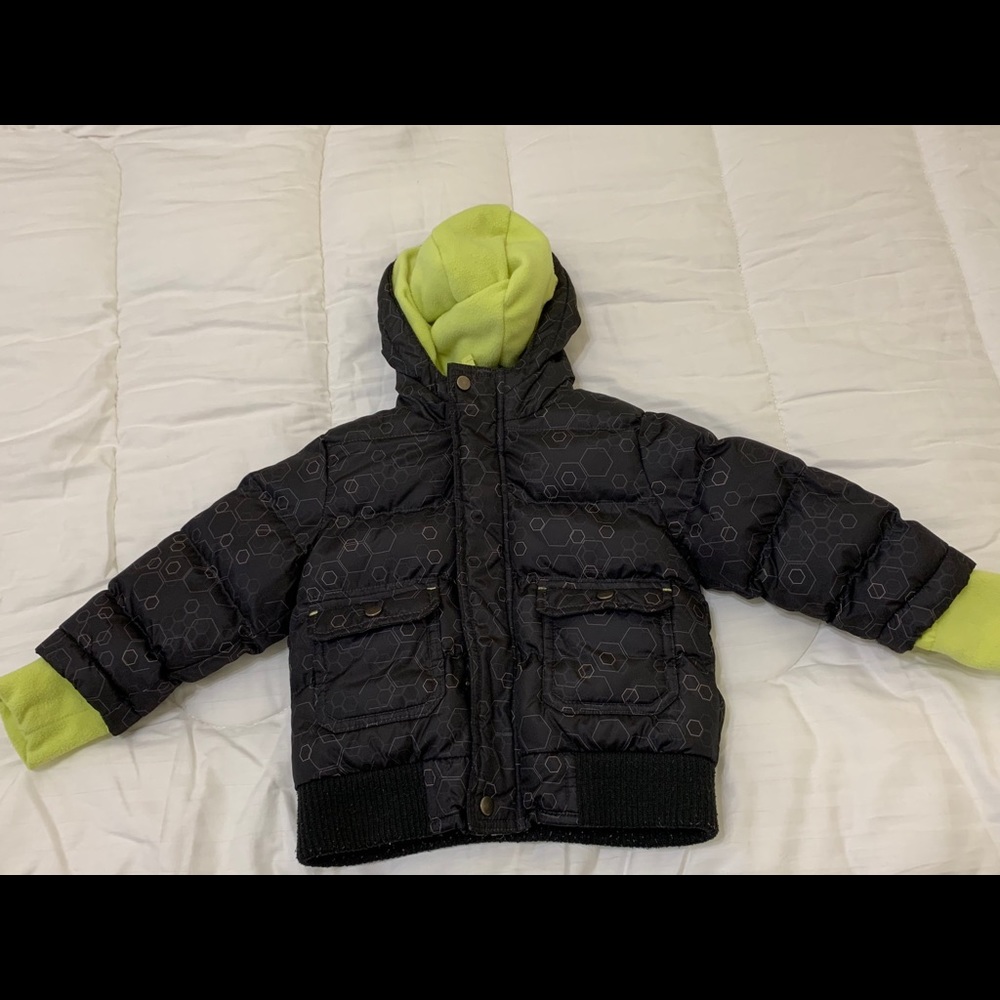 Puffer Jacket Black & Neon Green Sz 12M